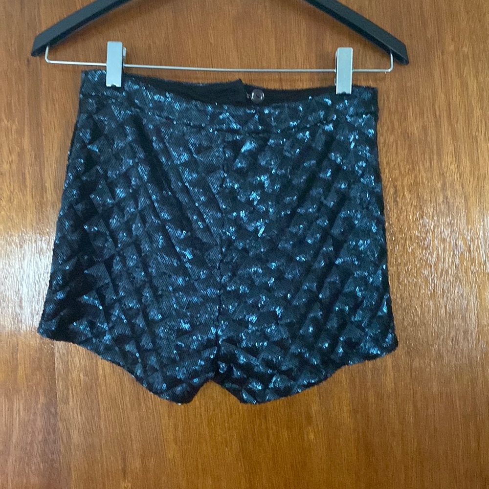 Topshop Navy Sequin Shorts
